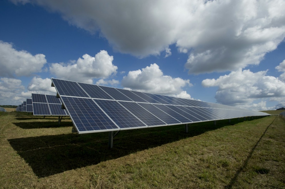 Ground-mounted solar array on farmland